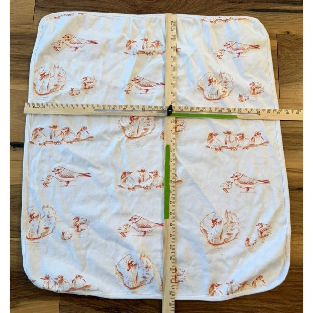 Blue Okra Organic Cotton Baby Blanket Swan Bird Toile‎ Lovey Security Blanket